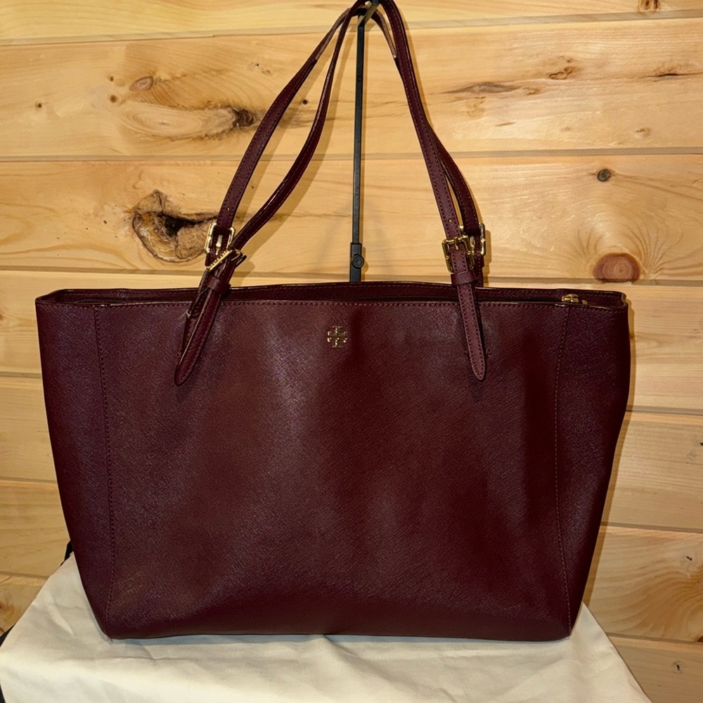 Tory Burch Women's Maroon Leather Tote Bag